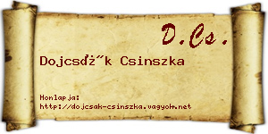 Dojcsák Csinszka névjegykártya